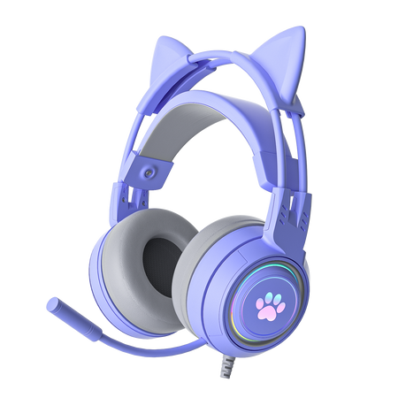 HeadSet/Fones de ouvido com orelhas de gato e microfone para PC e Gamer