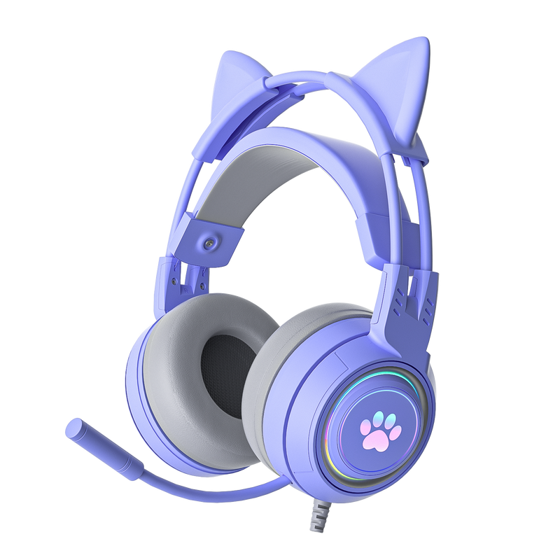 HeadSet/Fones de ouvido com orelhas de gato e microfone para PC e Gamer