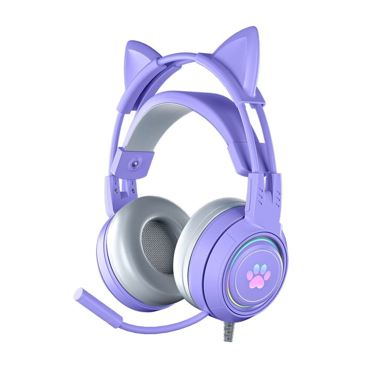 HeadSet/Fones de ouvido com orelhas de gato e microfone para PC e Gamer